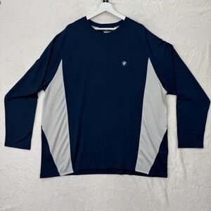 BMW Long Sleeve Shirt Mens XXL Navy Blue Grey Logo Performance